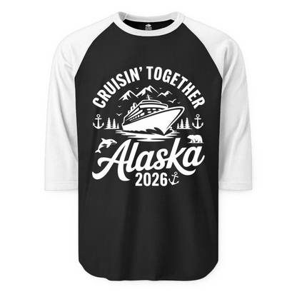 Alaska Cruise Adventure Shirt 3/4 Sleeve Raglan Shirt – Alaska Cruise Shirts Close Up