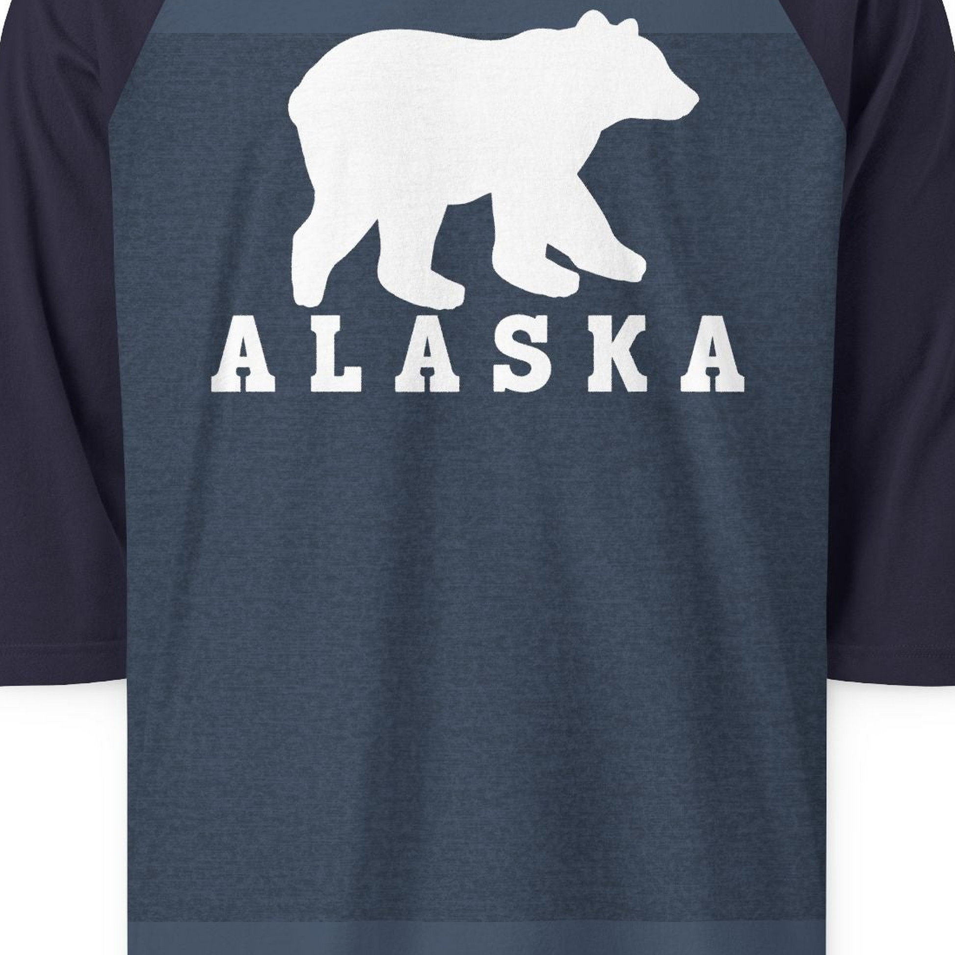 Alaska Bear Silhouette Shirt 3/4 Sleeve Raglan Shirt – Alaska Cruise Shirts Close Up