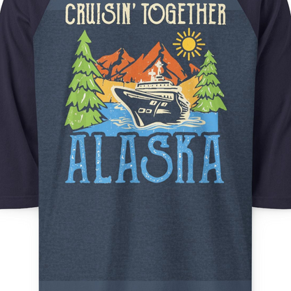 Alaska Cruise Adventure Nature Landscape Retro Family Shirt — 3/4 Sleeve 3/4 Sleeve Raglan Shirt – Alaska Cruise Shirts Close Up