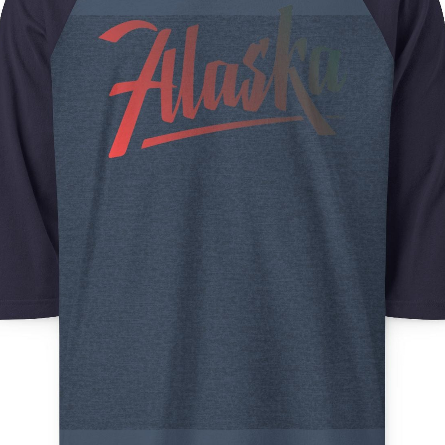 Alaska Script Wordmark Shirt 3/4 Sleeve Raglan Shirt – Alaska Cruise Shirts Close Up