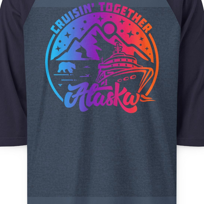 Alaska Cruise Shirt 3/4 Sleeve Raglan Shirt – Alaska Cruise Shirts Close Up