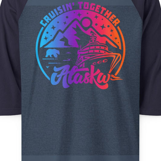 Alaska Cruise Shirt 3/4 Sleeve Raglan Shirt – Alaska Cruise Shirts Close Up