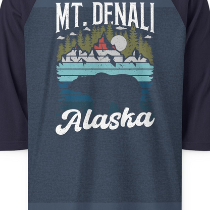 Mt Denali Alaska Bear Wilderness Shirt 3/4 Sleeve Raglan Shirt – Alaska Cruise Shirts Close Up
