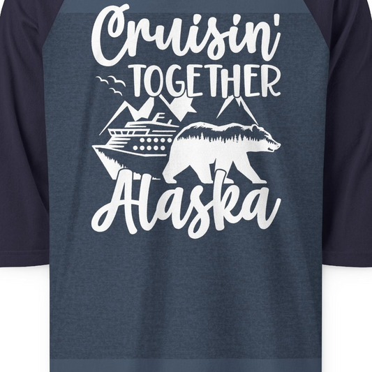 Alaska Cruise Adventure Shirt 3/4 Sleeve Raglan Shirt – Alaska Cruise Shirts Close Up