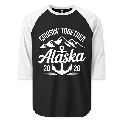 Alaska Cruise Shirt 3/4 Sleeve Raglan Shirt – Alaska Cruise Shirts Close Up