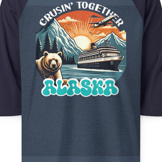 Alaska Cruise Shirt 3/4 Sleeve Raglan Shirt – Alaska Cruise Shirts Close Up