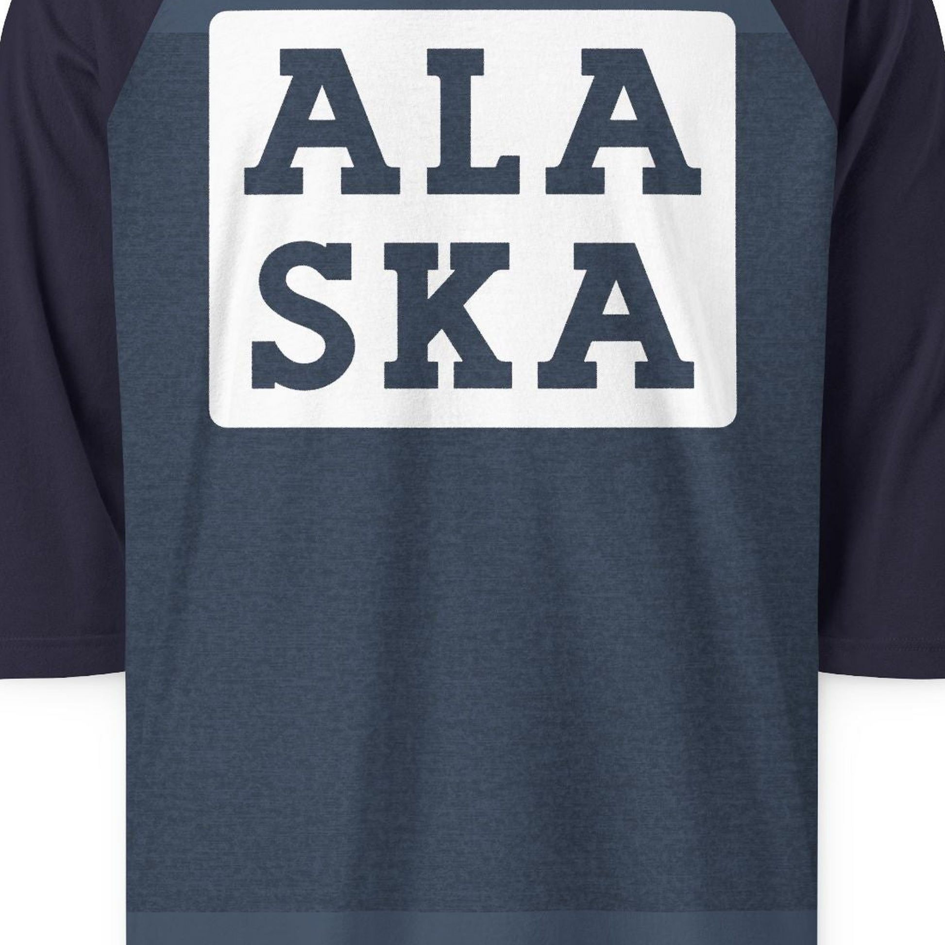 Bold Alaska Block Text Shirt 3/4 Sleeve Raglan Shirt – Alaska Cruise Shirts Close Up