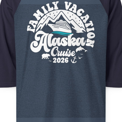 Alaska Family Cruise Shirt 3/4 Sleeve Raglan Shirt – Alaska Cruise Shirts Close Up