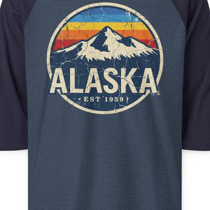 Alaska Vintage 3/4 sleeve shirt 3/4 Sleeve Raglan Shirt – Alaska Cruise Shirts Close Up
