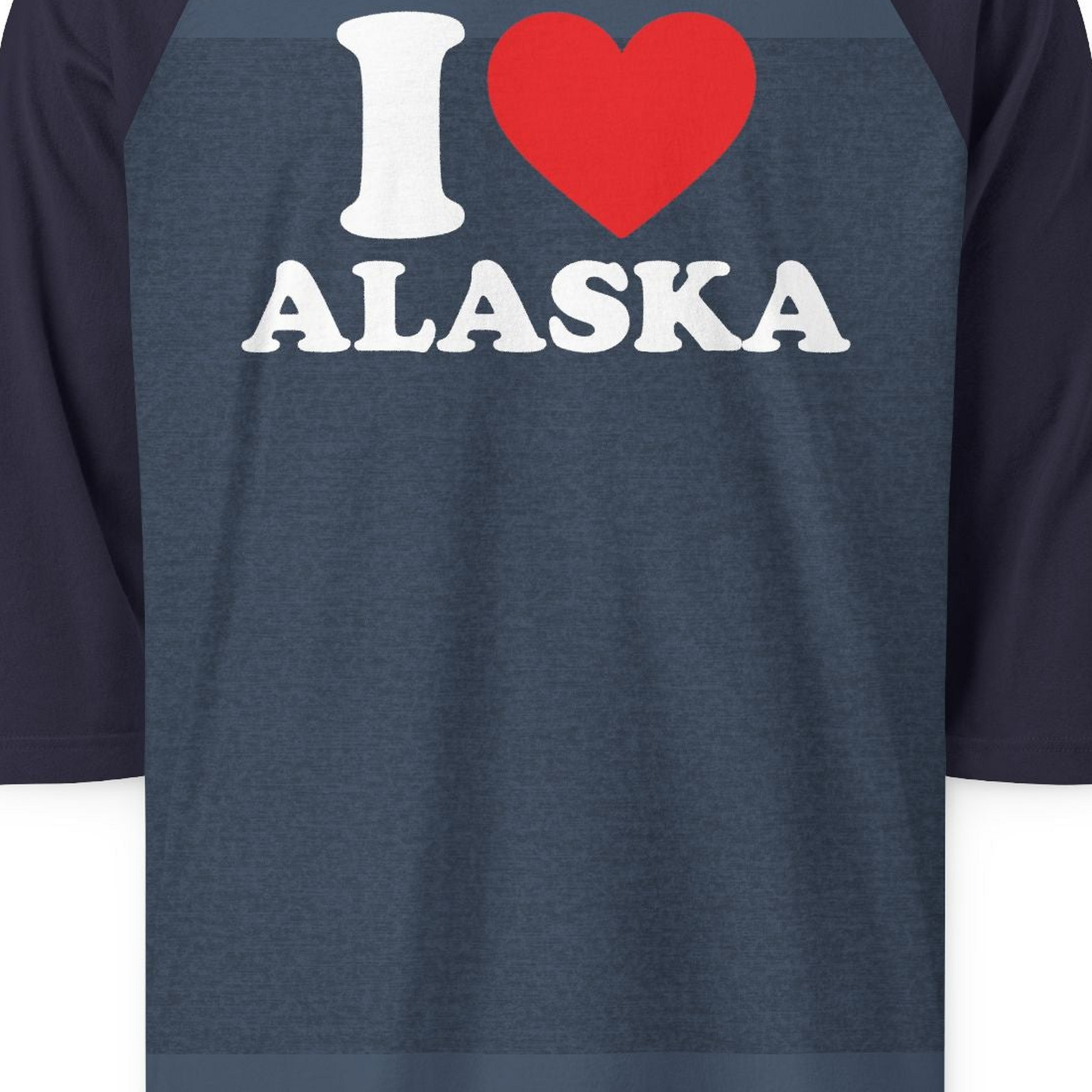 I Love Alaska Shirt 3/4 Sleeve Raglan Shirt – Alaska Cruise Shirts Close Up