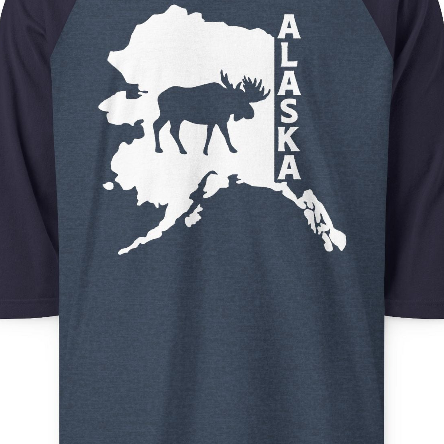 Alaska Moose Silhouette Shirt 3/4 Sleeve Raglan Shirt – Alaska Cruise Shirts Close Up