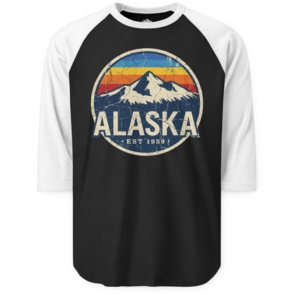 Alaska Vintage 3/4 sleeve shirt 3/4 Sleeve Raglan Shirt – Black/White – Alaska Cruise Shirts