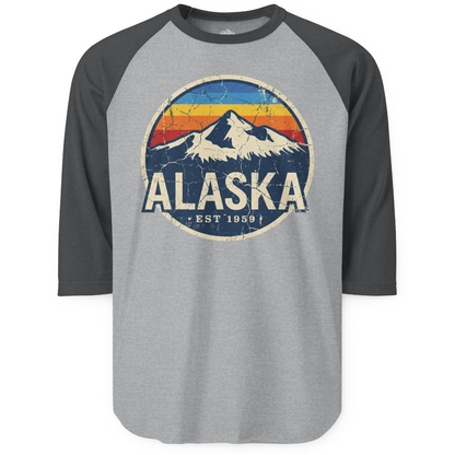 Alaska Vintage 3/4 sleeve shirt 3/4 Sleeve Raglan Shirt – Heather Grey/Heather Charcoal – Alaska Cruise Shirts