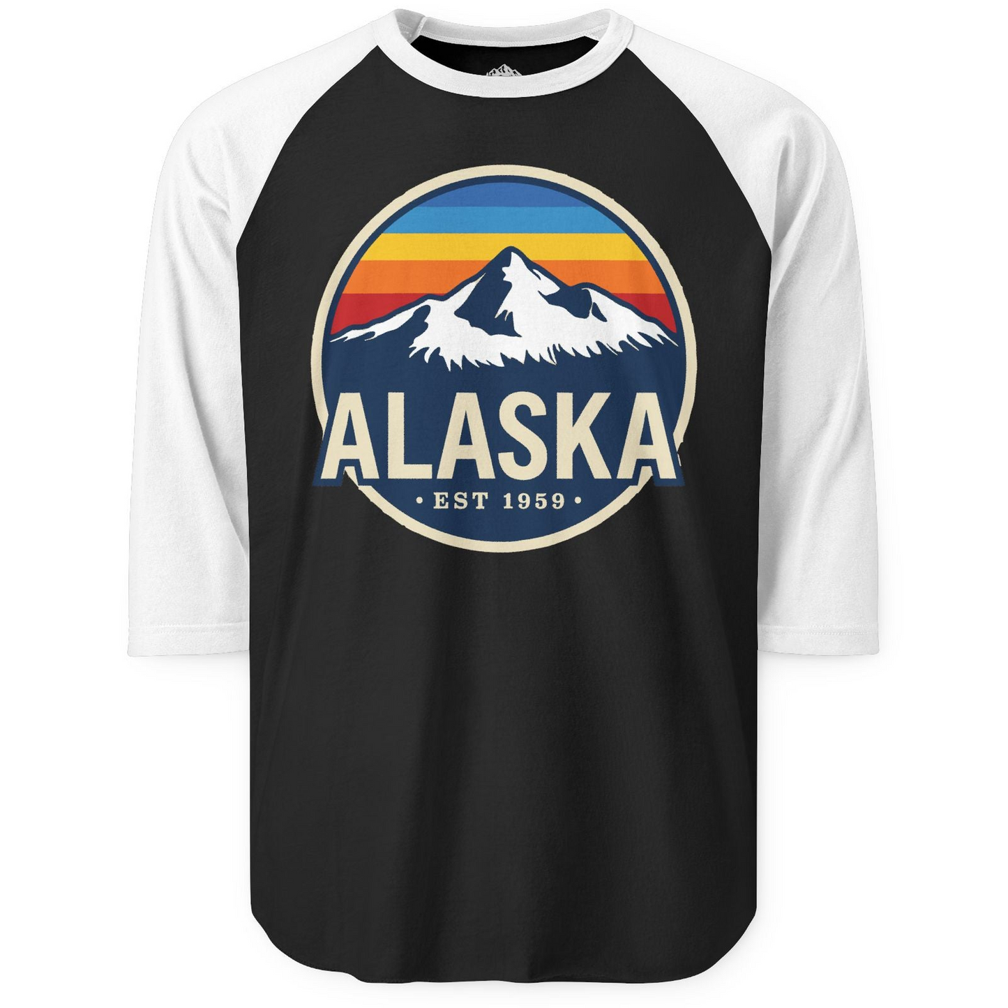 Alaska Vintage Shirt 3/4 Sleeve Raglan Shirt – Black/White – Alaska Cruise Shirts