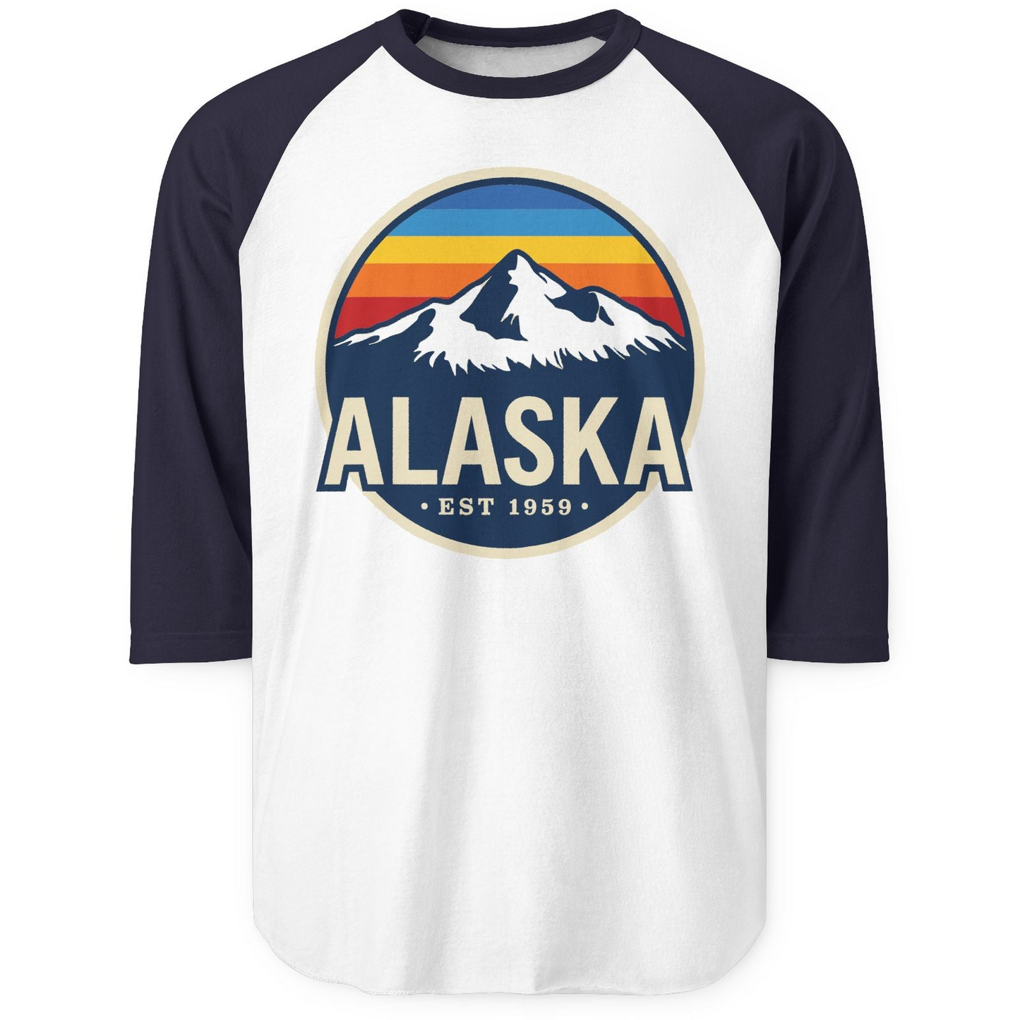 Alaska Vintage Shirt 3/4 Sleeve Raglan Shirt – White/Navy – Alaska Cruise Shirts