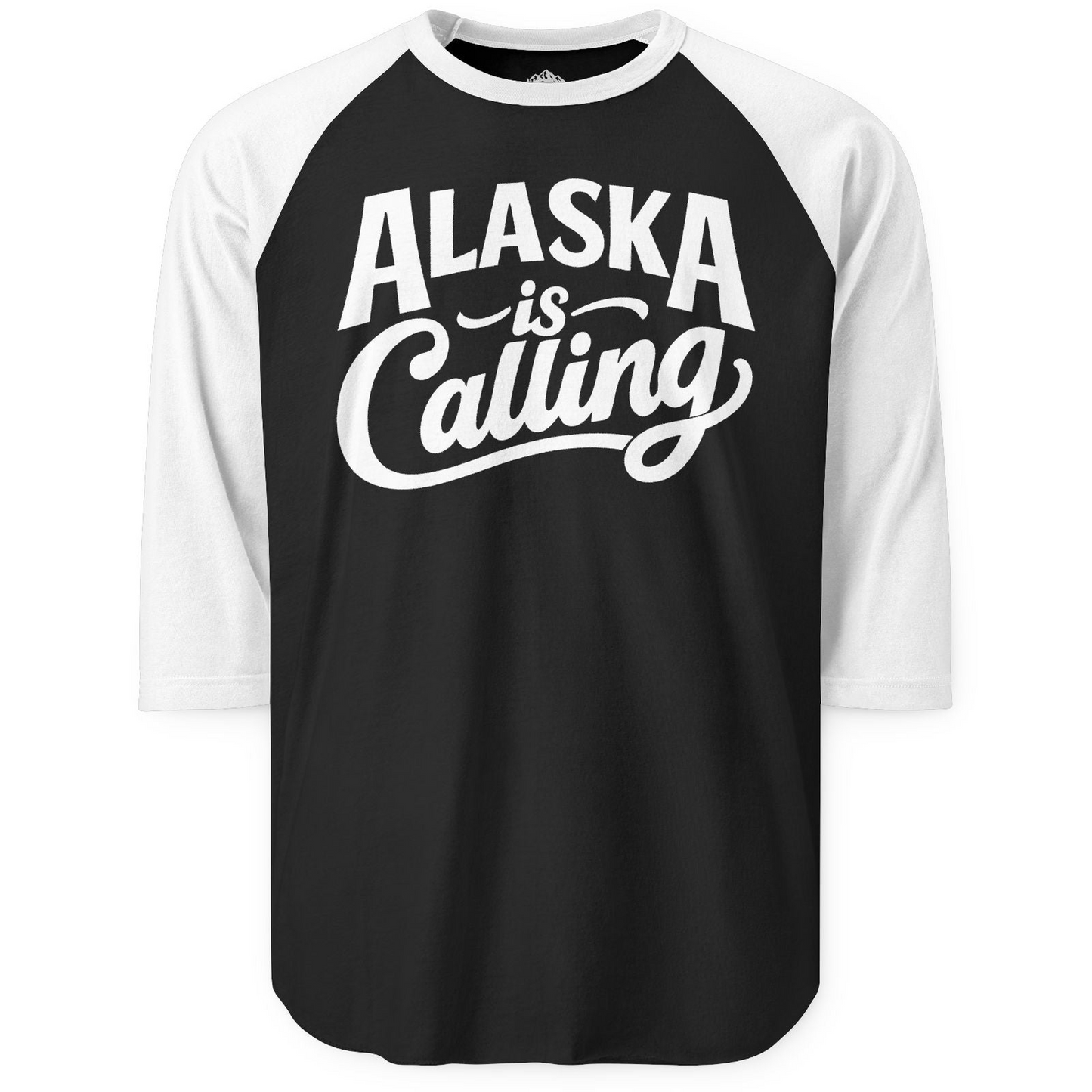 Alaska Is Calling 3/4 sleeve shirt 3/4 Sleeve Raglan Shirt – Black/White – Alaska Cruise Shirts