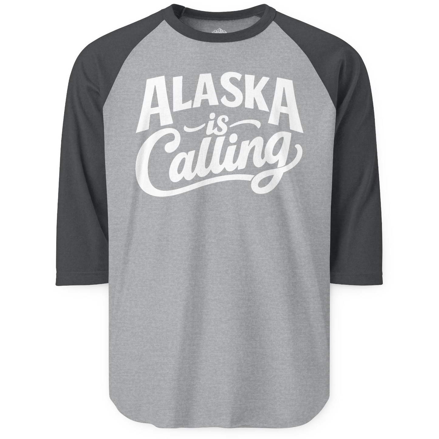 Alaska Is Calling 3/4 sleeve shirt 3/4 Sleeve Raglan Shirt – Heather Grey/Heather Charcoal – Alaska Cruise Shirts