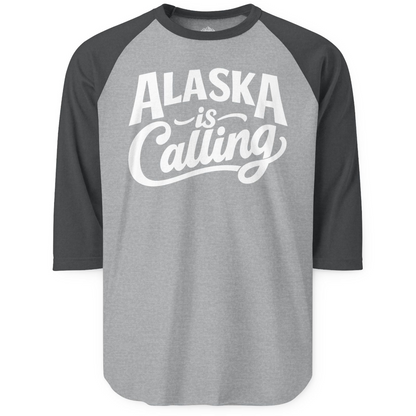 Alaska Is Calling 3/4 sleeve shirt 3/4 Sleeve Raglan Shirt – Heather Grey/Heather Charcoal – Alaska Cruise Shirts