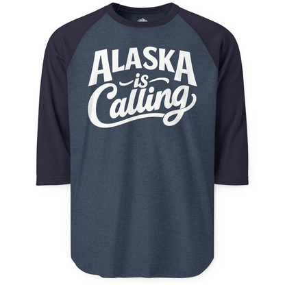 Alaska Is Calling 3/4 sleeve shirt 3/4 Sleeve Raglan Shirt – Heather Denim/Navy – Alaska Cruise Shirts