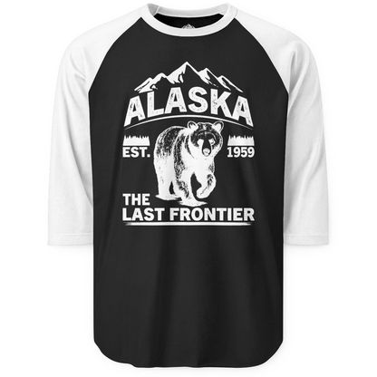 Alaska Bear Shirt 3/4 Sleeve Raglan Shirt – Black/White – Alaska Cruise Shirts