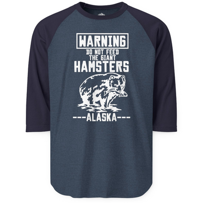 Funny Alaska Bear Warning Sign Shirt 3/4 Sleeve Raglan Shirt – Heather Denim/Navy – Alaska Cruise Shirts