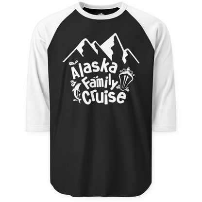 Alaska Family Cruise Adventure Shirt 3/4 Sleeve Raglan Shirt – Black/White – Alaska Cruise Shirts