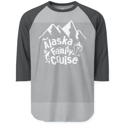 Alaska Family Cruise Adventure Shirt 3/4 Sleeve Raglan Shirt – Heather Grey/Heather Charcoal – Alaska Cruise Shirts