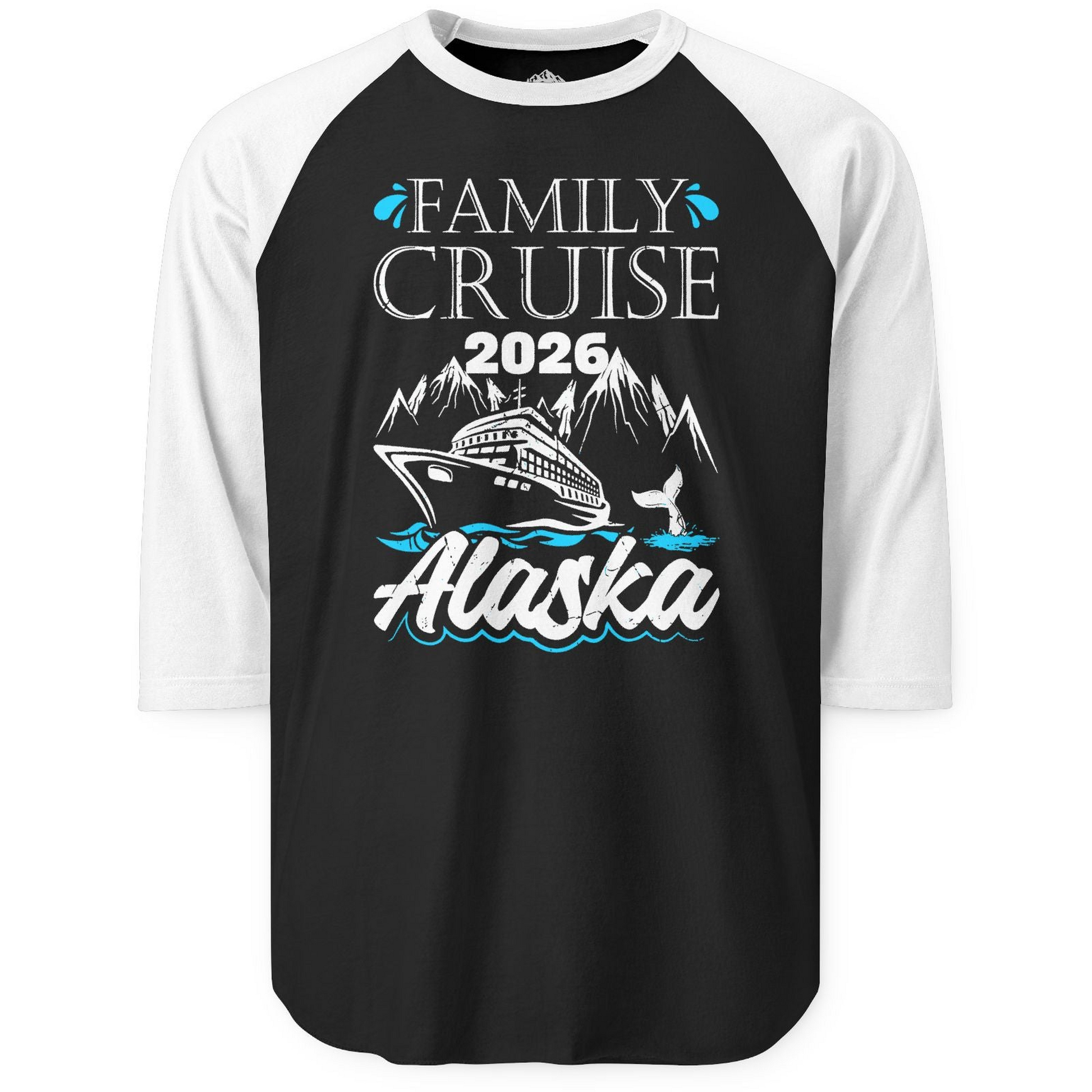 Alaska Family Cruise Shirt 3/4 Sleeve Raglan Shirt – Black/White – Alaska Cruise Shirts