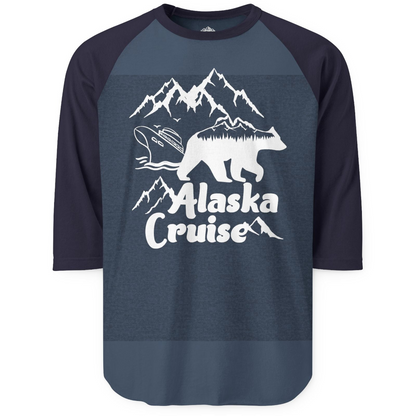 Alaska Cruise Shirt 3/4 Sleeve Raglan Shirt – Heather Denim/Navy – Alaska Cruise Shirts