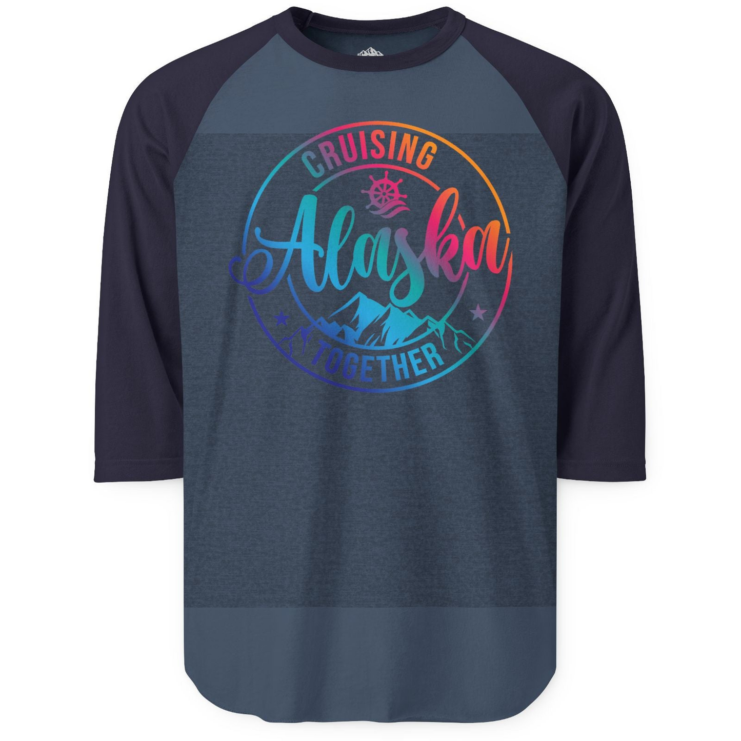 Cruising Alaska Together Shirt 3/4 Sleeve Raglan Shirt – Heather Denim/Navy – Alaska Cruise Shirts