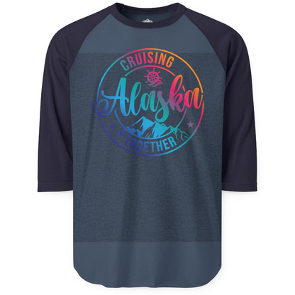 Cruising Alaska Together Shirt 3/4 Sleeve Raglan Shirt – Heather Denim/Navy – Alaska Cruise Shirts