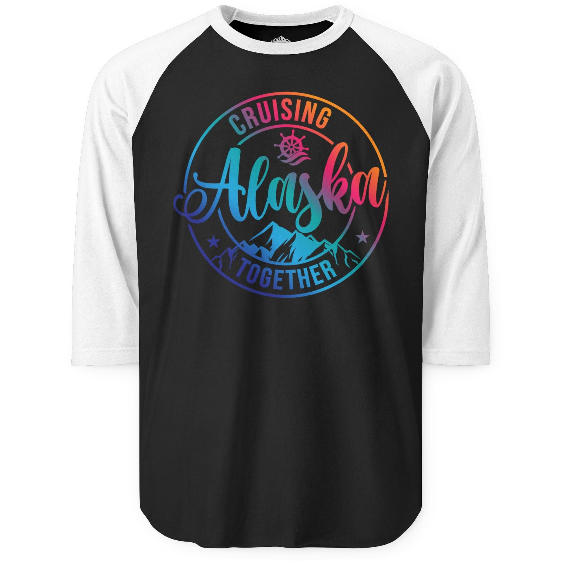 Cruising Alaska Together Shirt 3/4 Sleeve Raglan Shirt – Black/White – Alaska Cruise Shirts