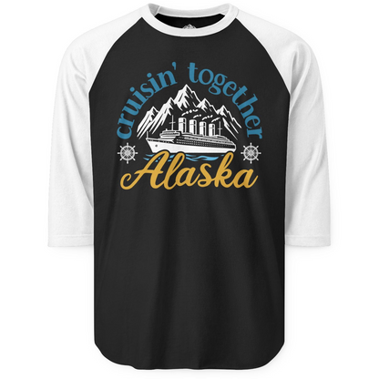 Alaska Cruise Adventure Shirt 3/4 Sleeve Raglan Shirt – Black/White – Alaska Cruise Shirts