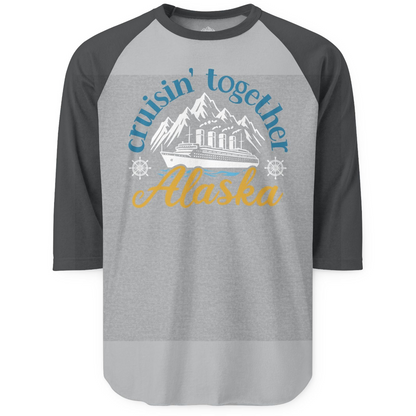 Alaska Cruise Adventure Shirt 3/4 Sleeve Raglan Shirt – Heather Grey/Heather Charcoal – Alaska Cruise Shirts