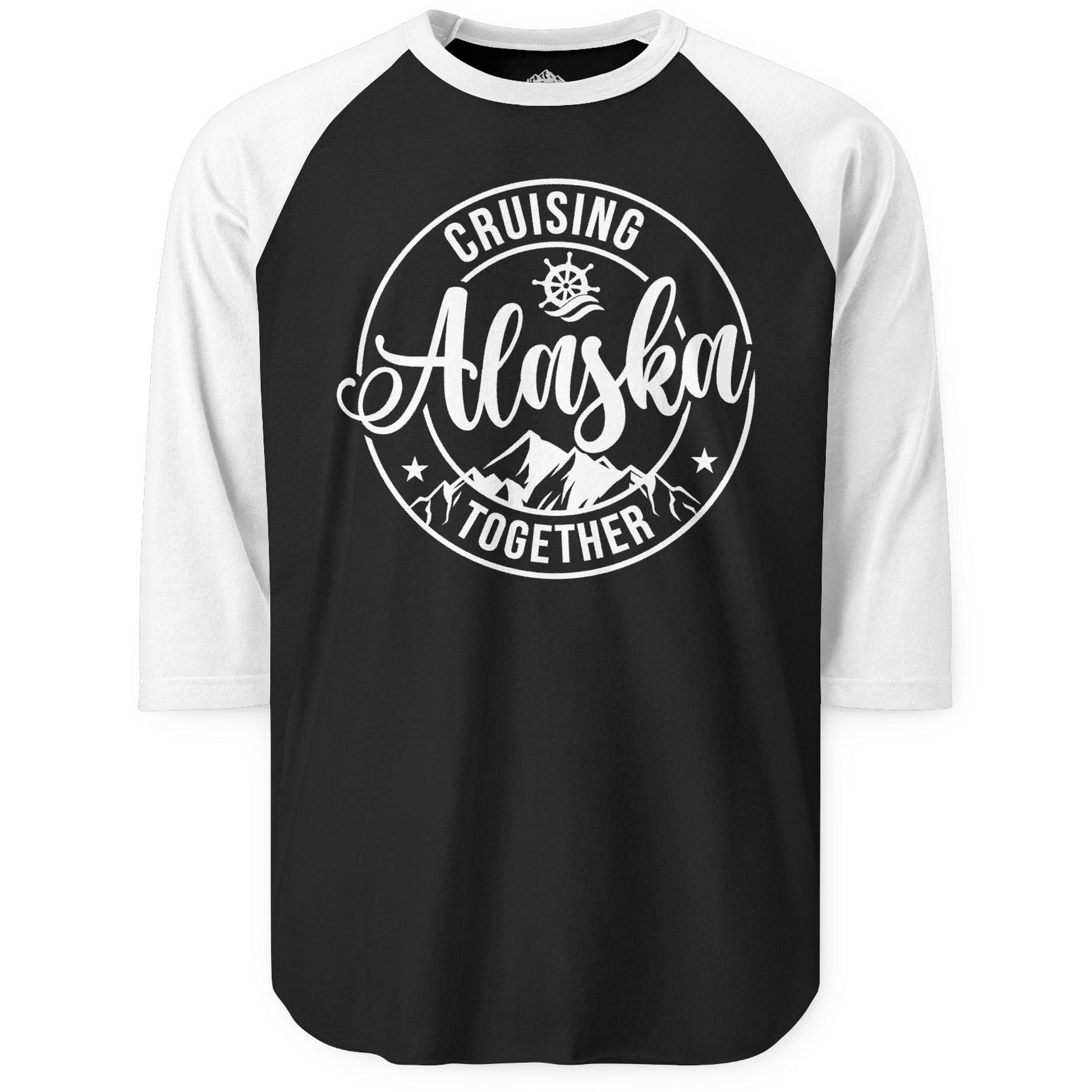 Cruising Alaska Together Shirt 3/4 Sleeve Raglan Shirt – Black/White – Alaska Cruise Shirts