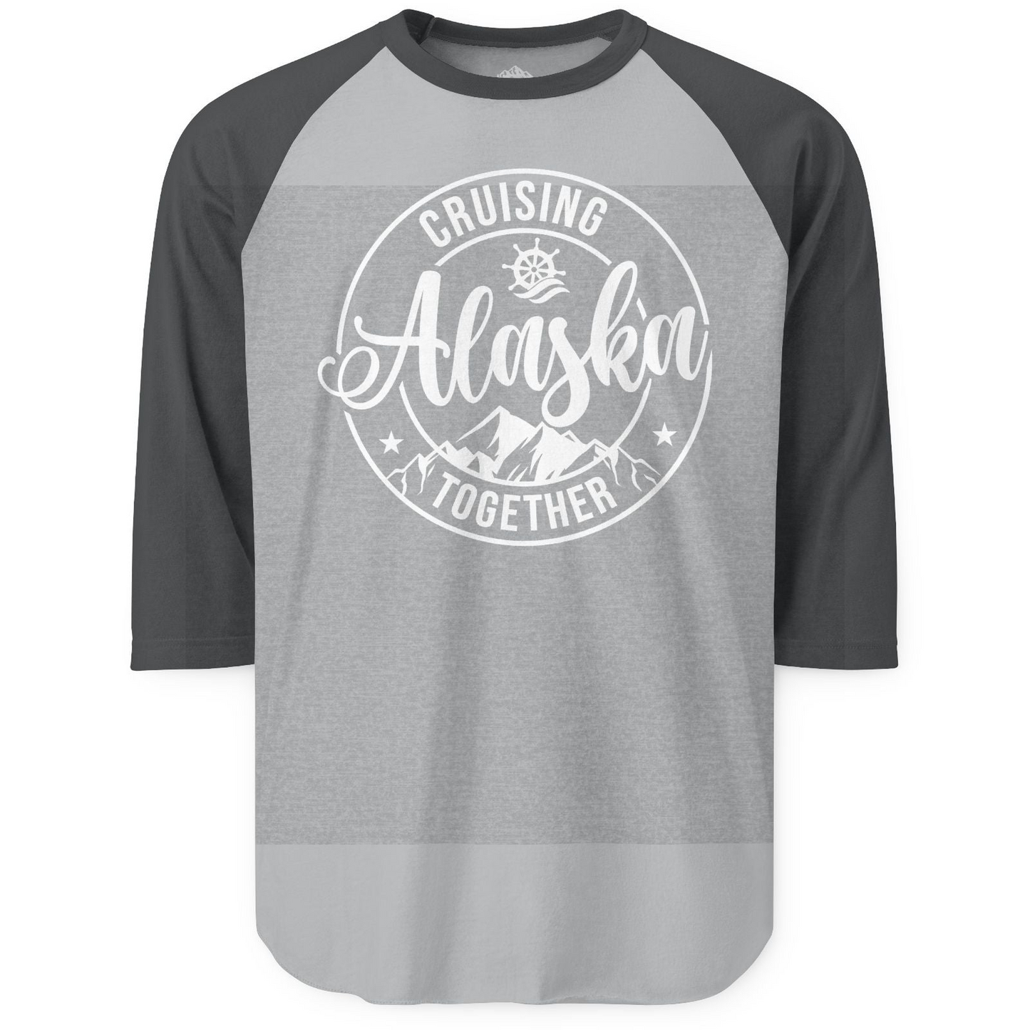 Cruising Alaska Together Shirt 3/4 Sleeve Raglan Shirt – Heather Grey/Heather Charcoal – Alaska Cruise Shirts