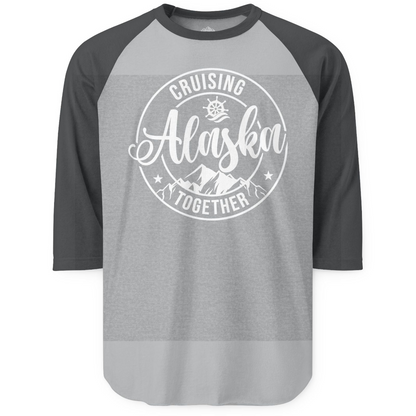 Cruising Alaska Together Shirt 3/4 Sleeve Raglan Shirt – Heather Grey/Heather Charcoal – Alaska Cruise Shirts