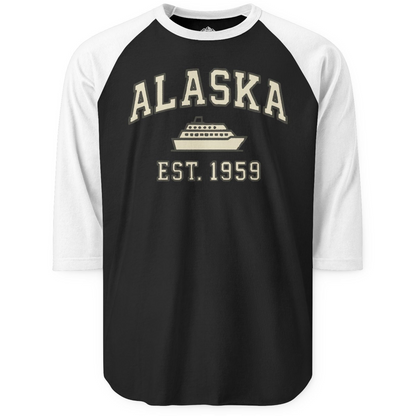 Alaska Cruise Shirt 3/4 Sleeve Raglan Shirt – Black/White – Alaska Cruise Shirts