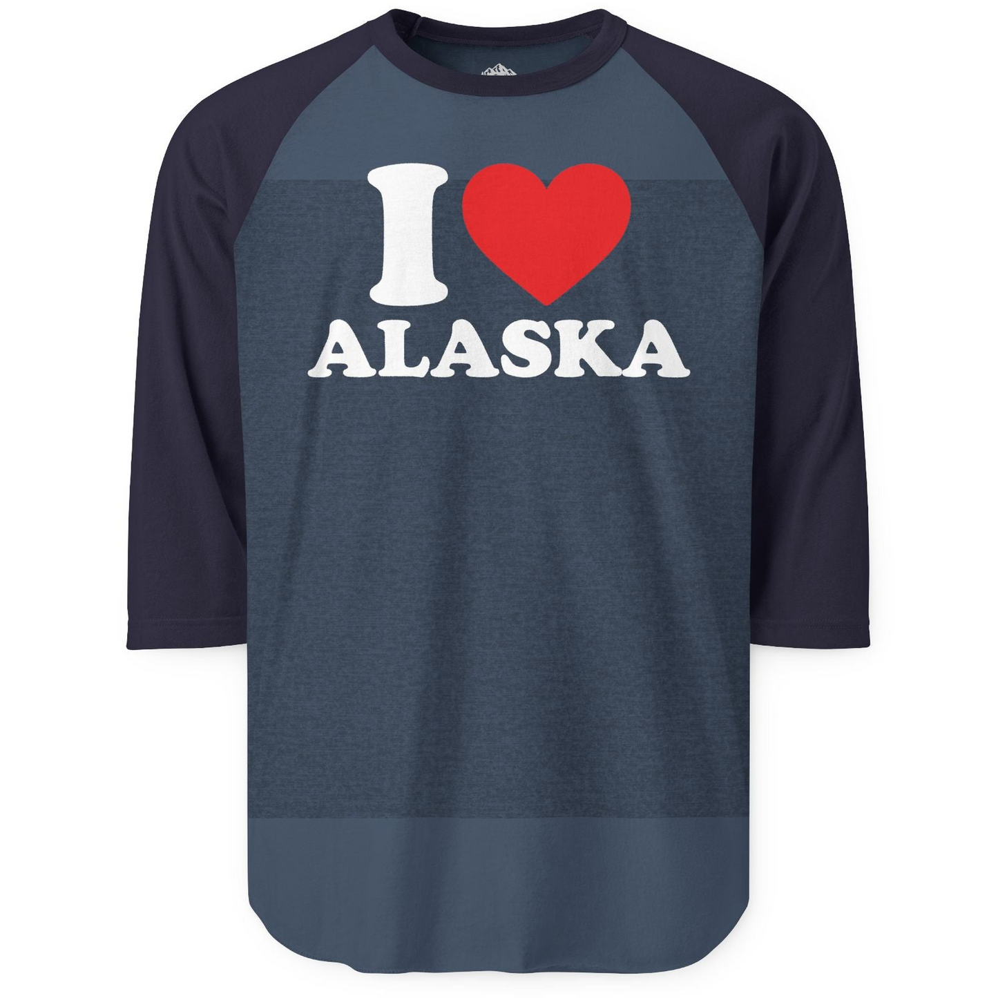 I Love Alaska Shirt 3/4 Sleeve Raglan Shirt – Heather Denim/Navy – Alaska Cruise Shirts