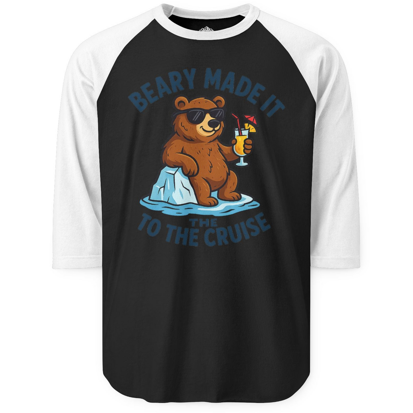 Funny Cruise Bear Shirt 3/4 Sleeve Raglan Shirt – Black/White – Alaska Cruise Shirts