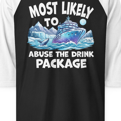 Funny Alaska Cruise 3/4 sleeve shirt 3/4 Sleeve Raglan Shirt – Black/White – Alaska Cruise Shirts Close Up
