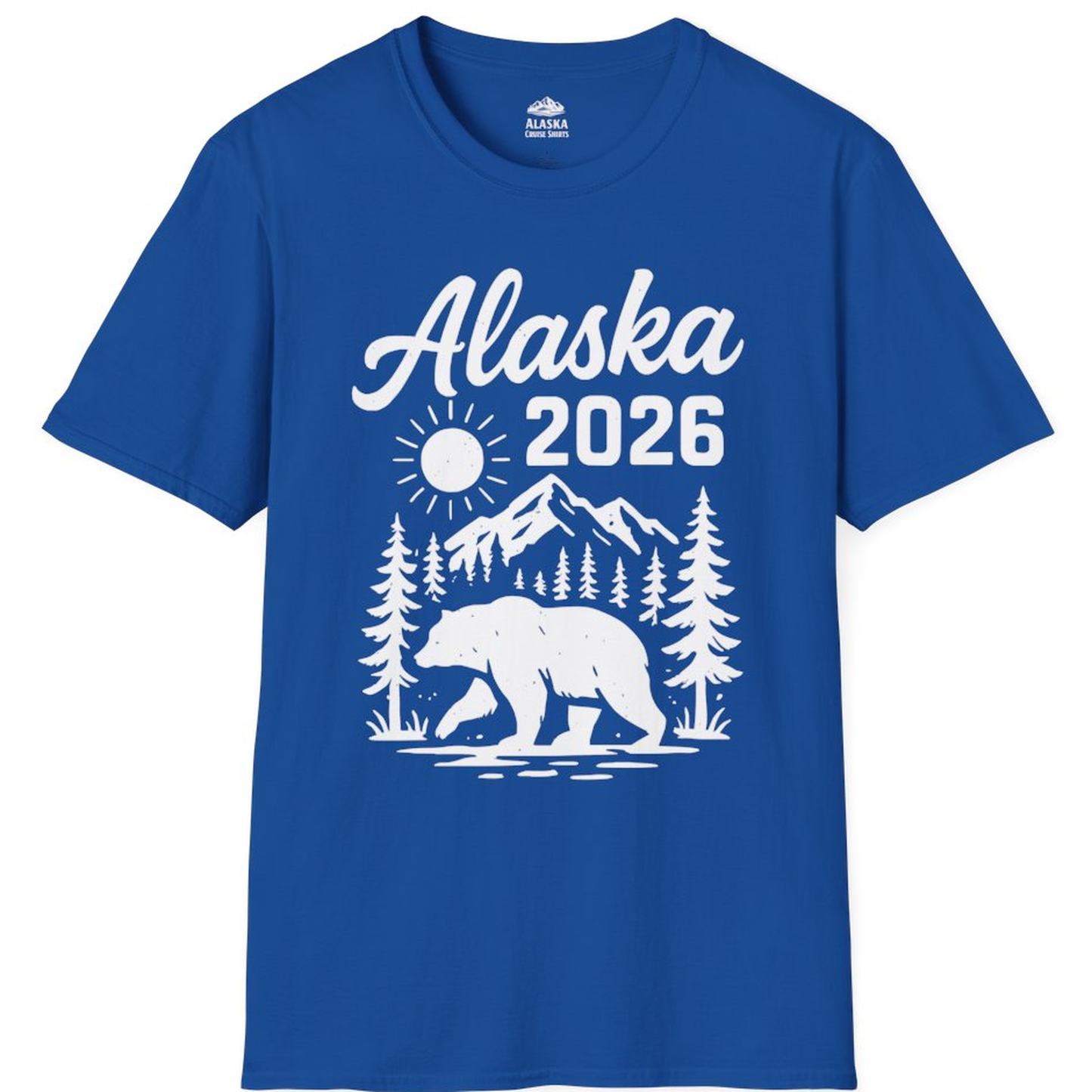 Alaska 2026 Bear and Mountains Nature Adventure Shirt – Royal – Alaska Cruise Shirts