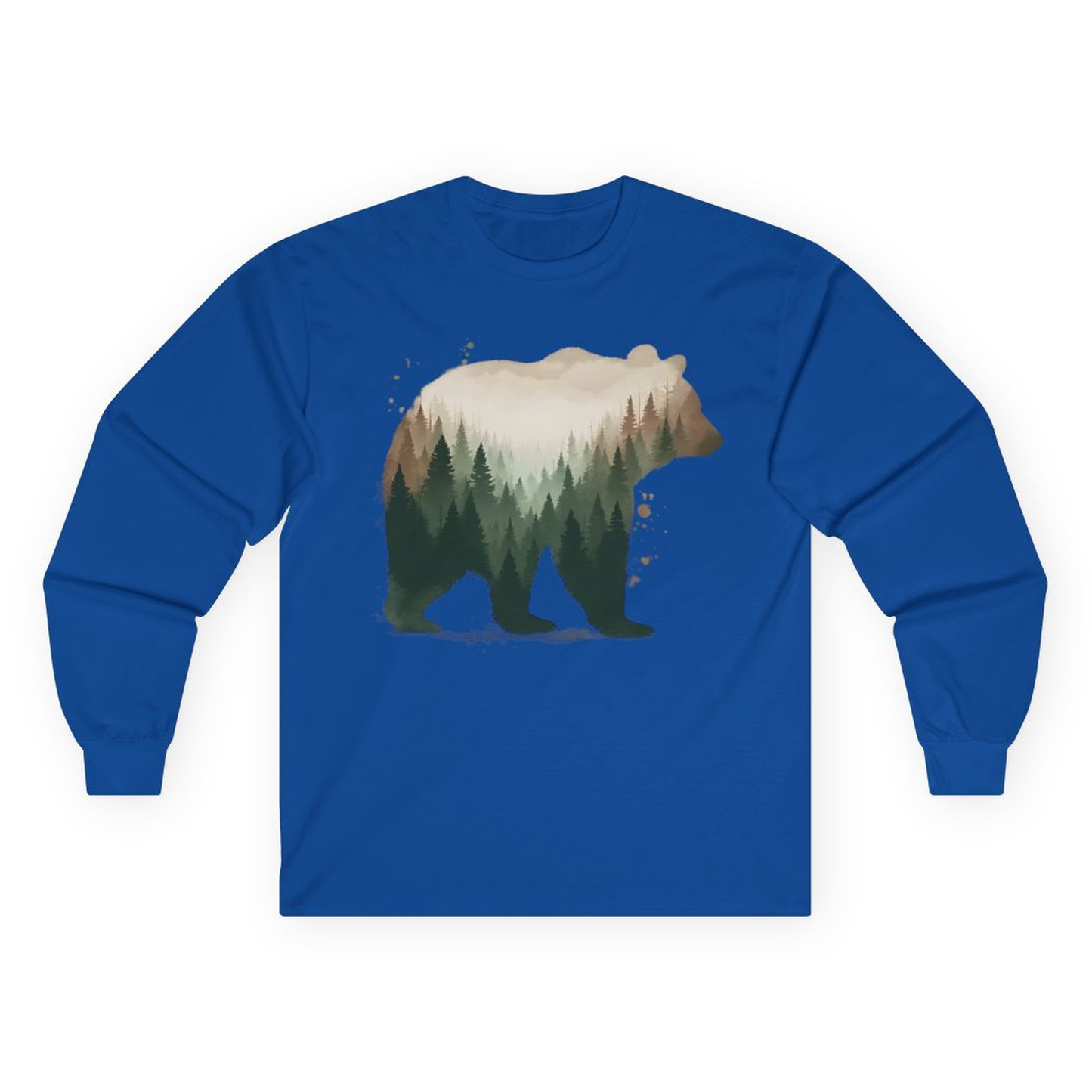 Double Exposure Bear Forest Shirt - Watercolor Nature Wildlife Tee – Royal – Alaska Cruise Shirts