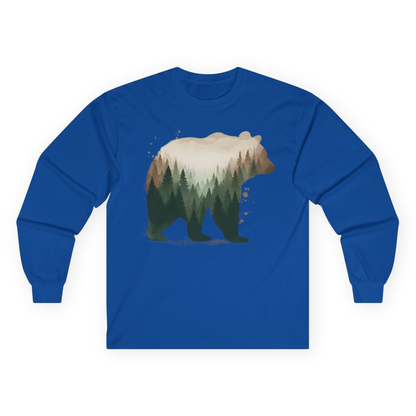 Double Exposure Bear Forest Shirt - Watercolor Nature Wildlife Tee – Royal – Alaska Cruise Shirts
