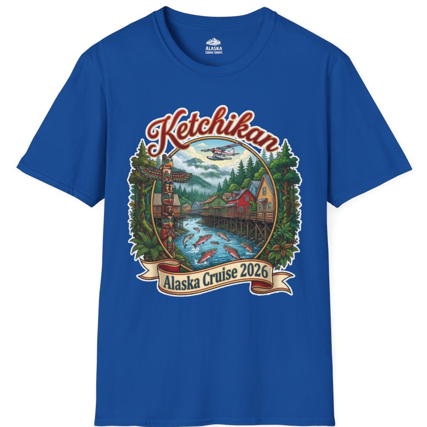 Ketchikan Alaska Cruise 2026 Vintage Souvenir Vacation Shirt – Royal – Alaska Cruise Shirts
