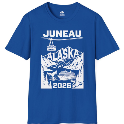 Juneau Alaska Cruise 2026 Scenic Whale and Cable Car Shirt – Royal – Alaska Cruise Shirts