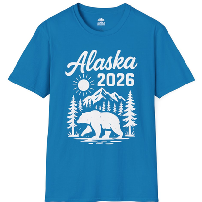 Alaska 2026 Bear and Mountains Nature Adventure Shirt – Sapphire – Alaska Cruise Shirts