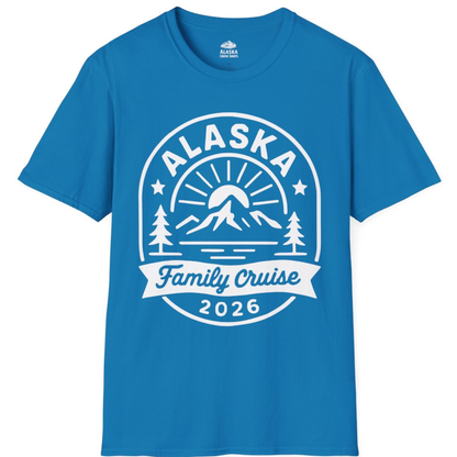 Alaska Family Cruise 2026 Mountain Nature Adventure Shirt – Sapphire – Alaska Cruise Shirts