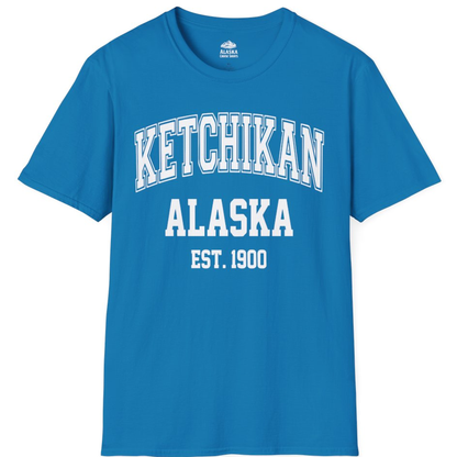 Ketchikan Alaska Collegiate Style Est 1900 Vintage Tee Shirt – Sapphire – Alaska Cruise Shirts
