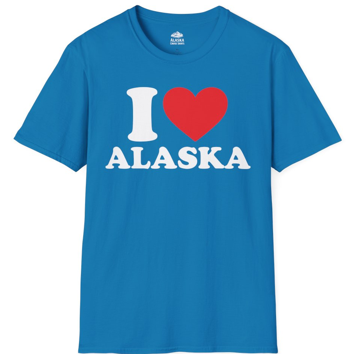 I Love Alaska Shirt - Bold Heart Graphic Retro Alaska Cruise Tee – Sapphire – Alaska Cruise Shirts